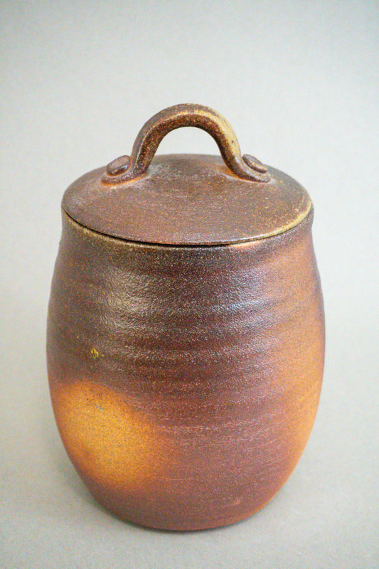 large wood fired lidded jar