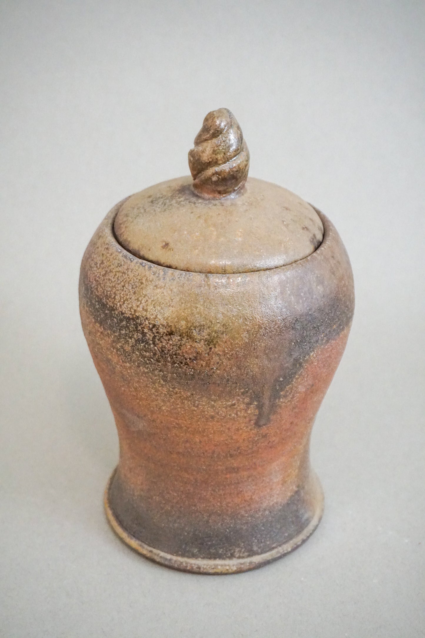 large lidded jar, wood fired