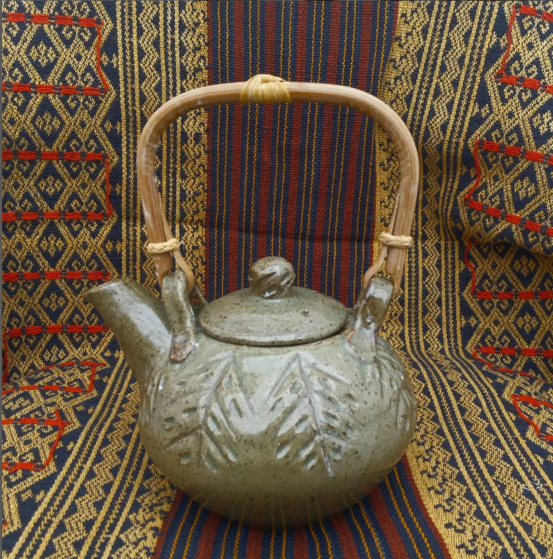 celadon carved teapot